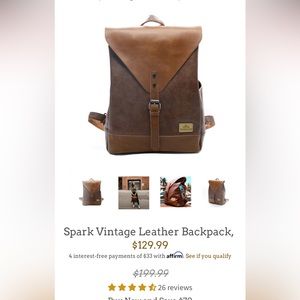 NWT Spark Yonder Vintage Vegan Leather Travel Backpack NEW